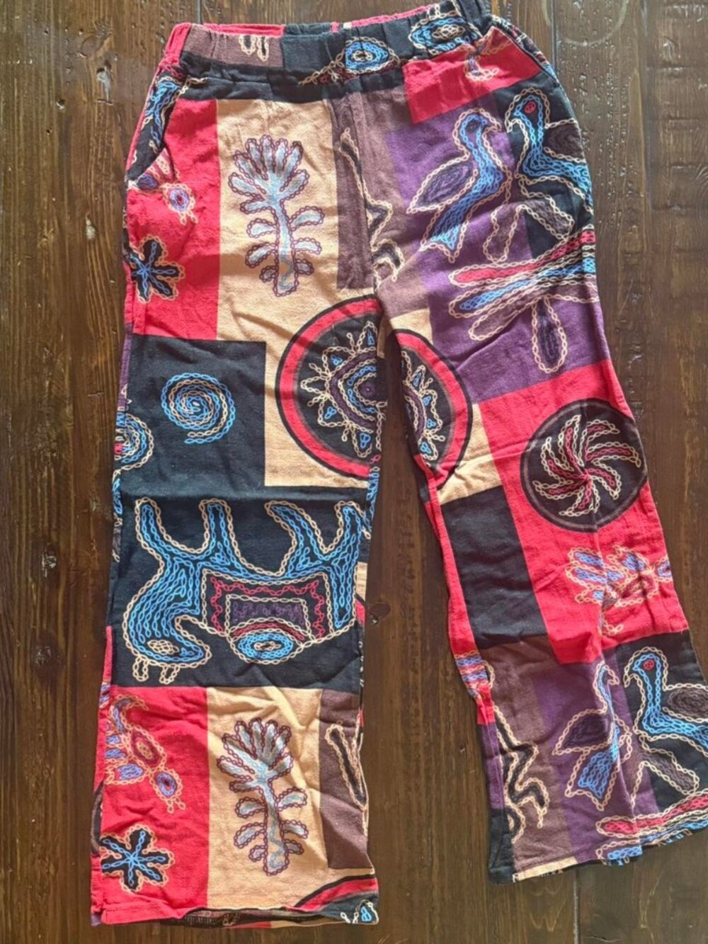 colorful patterned pants